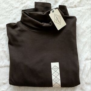 NWT St. John's Bay, Long sleeve, mock turtle neck, black, sz L, 100% Cotton top